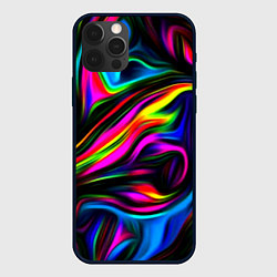 Чехол для iPhone 12 Pro Неон кистью краски, цвет: 3D-черный