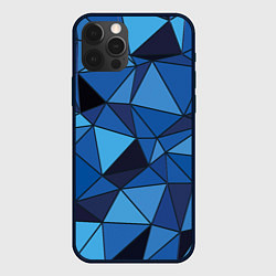 Чехол для iPhone 12 Pro Синие треугольники, абстракт, цвет: 3D-черный