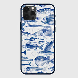 Чехол для iPhone 12 Pro Морские рыбы, цвет: 3D-черный