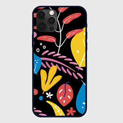 Чехол для iPhone 12 Pro Красочная цветочная композиция, цвет: 3D-черный