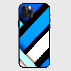 Чехол для iPhone 12 Pro Спортивная геометрия из полос, цвет: 3D-черный