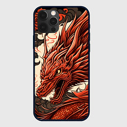 Чехол для iPhone 12 Pro Японский краcный дракон, цвет: 3D-черный