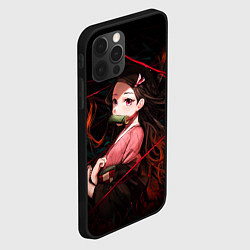 Чехол для iPhone 12 Pro Nezuko Demon Slayer art, цвет: 3D-черный — фото 2