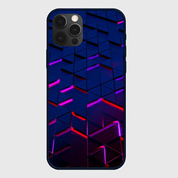 Чехол для iPhone 12 Pro Неоновые треугольники с подсветкой, цвет: 3D-черный