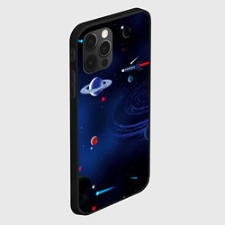 Чехол для iPhone 12 Pro Космос, планеты, ракета, цвет: 3D-черный — фото 2