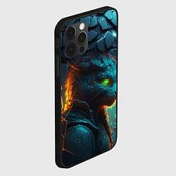 Чехол для iPhone 12 Pro Кот из разломленных неоновых плит, цвет: 3D-черный — фото 2