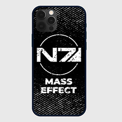 Чехол для iPhone 12 Pro Mass Effect с потертостями на темном фоне, цвет: 3D-черный