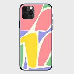 Чехол для iPhone 12 Pro Абстрактные разноцветные фигуры, цвет: 3D-черный