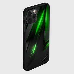 Чехол для iPhone 12 Pro Черные пластины с зеленым свечением, цвет: 3D-черный — фото 2
