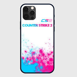 Чехол для iPhone 12 Pro Counter Strike 2 neon gradient style: символ сверх, цвет: 3D-черный