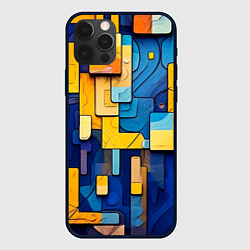 Чехол для iPhone 12 Pro Синие и жёлтые фигуры, цвет: 3D-черный