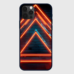 Чехол для iPhone 12 Pro Треугольные неоновые линии, цвет: 3D-черный