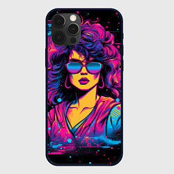 Чехол для iPhone 12 Pro Lady - retrowave style, цвет: 3D-черный