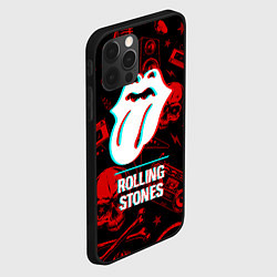 Чехол для iPhone 12 Pro Rolling Stones rock glitch, цвет: 3D-черный — фото 2