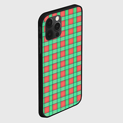 Чехол для iPhone 12 Pro Клетчатый зелено -оранжевый паттерн, цвет: 3D-черный — фото 2
