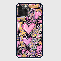 Чехол для iPhone 12 Pro Паттерн про любовь, цвет: 3D-черный