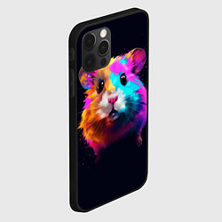 Чехол для iPhone 12 Pro Хомяк в неоновых красках, цвет: 3D-черный — фото 2