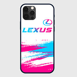 Чехол для iPhone 12 Pro Lexus neon gradient style: символ сверху, цвет: 3D-черный
