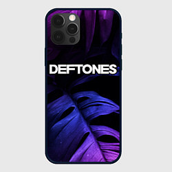 Чехол для iPhone 12 Pro Deftones neon monstera, цвет: 3D-черный