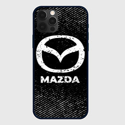 Чехол для iPhone 12 Pro Mazda с потертостями на темном фоне, цвет: 3D-черный