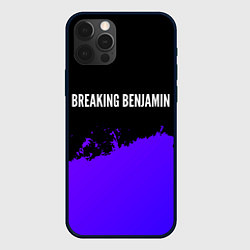 Чехол для iPhone 12 Pro Breaking Benjamin purple grunge, цвет: 3D-черный