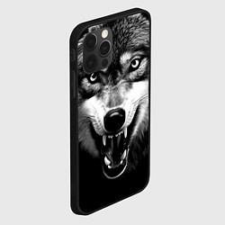 Чехол для iPhone 12 Pro Агрессивный атакующий волк, цвет: 3D-черный — фото 2