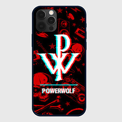 Чехол для iPhone 12 Pro Powerwolf rock glitch, цвет: 3D-черный