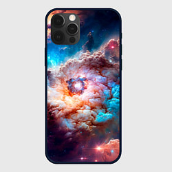 Чехол для iPhone 12 Pro Небула в космосе в голубо-розовых тонах - нейронна, цвет: 3D-черный