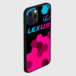 Чехол для iPhone 12 Pro Lexus - neon gradient: символ сверху, цвет: 3D-черный — фото 2