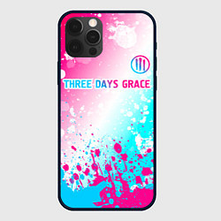 Чехол для iPhone 12 Pro Three Days Grace neon gradient style: символ сверх, цвет: 3D-черный