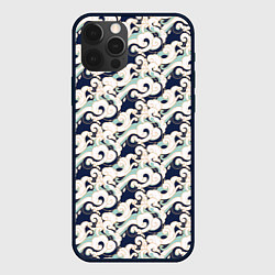 Чехол для iPhone 12 Pro Японский узор волн, цвет: 3D-черный