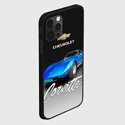 Чехол для iPhone 12 Pro Синий Chevrolet Corvette 70-х годов, цвет: 3D-черный — фото 2