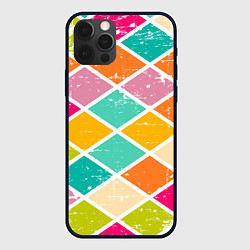 Чехол для iPhone 12 Pro Весёлые ромбики, цвет: 3D-черный
