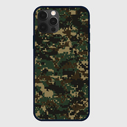Чехол для iPhone 12 Pro Зелено - коричневый камуфляж, цвет: 3D-черный