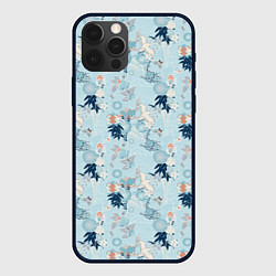 Чехол для iPhone 12 Pro Японский паттерн с журавлем, цвет: 3D-черный