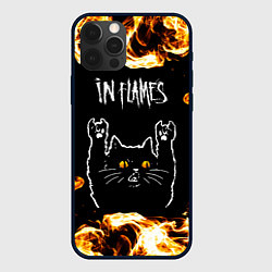 Чехол для iPhone 12 Pro In Flames рок кот и огонь, цвет: 3D-черный