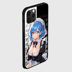 Чехол для iPhone 12 Pro Рем - re zero - иероглифы, цвет: 3D-черный — фото 2