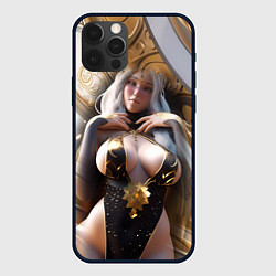 Чехол для iPhone 12 Pro Девушка с большим бюстом, цвет: 3D-черный