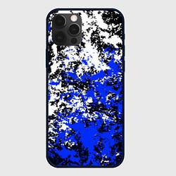 Чехол для iPhone 12 Pro Белая и синяя краска, цвет: 3D-черный