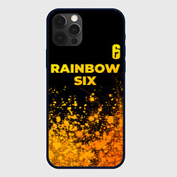 Чехол для iPhone 12 Pro Rainbow Six - gold gradient: символ сверху, цвет: 3D-черный