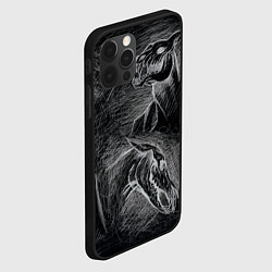 Чехол для iPhone 12 Pro Черепа коней - эскиз, цвет: 3D-черный — фото 2