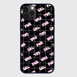 Чехол для iPhone 12 Pro Girl power - черный в клетку, цвет: 3D-черный