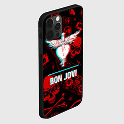 Чехол для iPhone 12 Pro Bon Jovi rock glitch, цвет: 3D-черный — фото 2