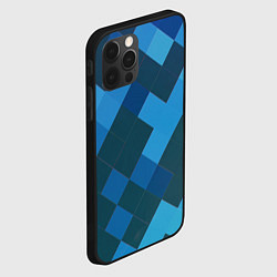 Чехол для iPhone 12 Pro Синий прямоугольный паттерн, цвет: 3D-черный — фото 2
