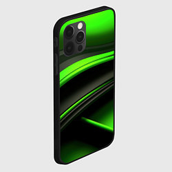 Чехол для iPhone 12 Pro Black green textureпоп, цвет: 3D-черный — фото 2