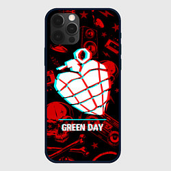 Чехол для iPhone 12 Pro Green Day rock glitch, цвет: 3D-черный