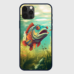 Чехол для iPhone 12 Pro Рыбка карп в воде, цвет: 3D-черный
