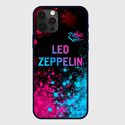 Чехол для iPhone 12 Pro Led Zeppelin - neon gradient: символ сверху, цвет: 3D-черный