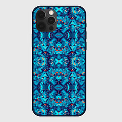 Чехол для iPhone 12 Pro Синий калейдоскоп, цвет: 3D-черный