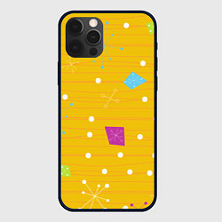 Чехол для iPhone 12 Pro Yellow abstraction, цвет: 3D-черный